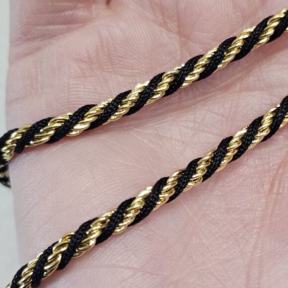 VTG 70s Trifari Twisted Gold Chain Necklace Black Gold 24" Gothic Dark Fairy - Picture 4 of 9